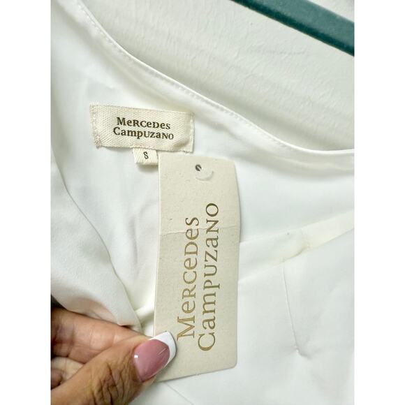 NWT Mercedez Campuzano Palladium One Shoulder Cutout Short Dress Ivory Women's S - Picture 4 of 6